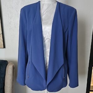 Women's Open Front Draped Blazer Jacket - Blue